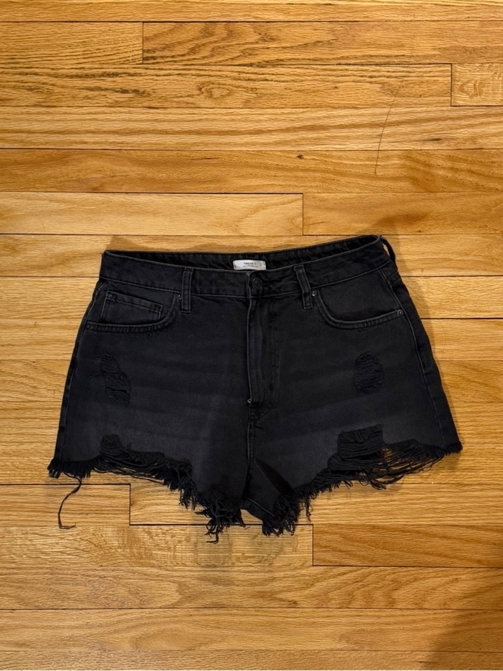 Forever 21 Black Distressed Denim Shorts